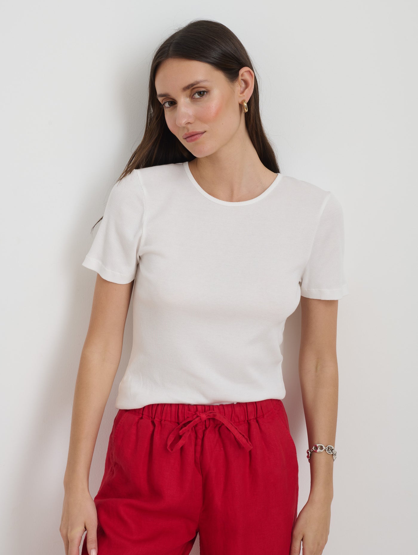 Carolyn Tee In Fine Rib