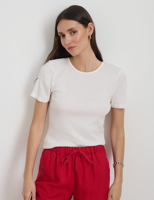 Carolyn Tee In Fine Rib
