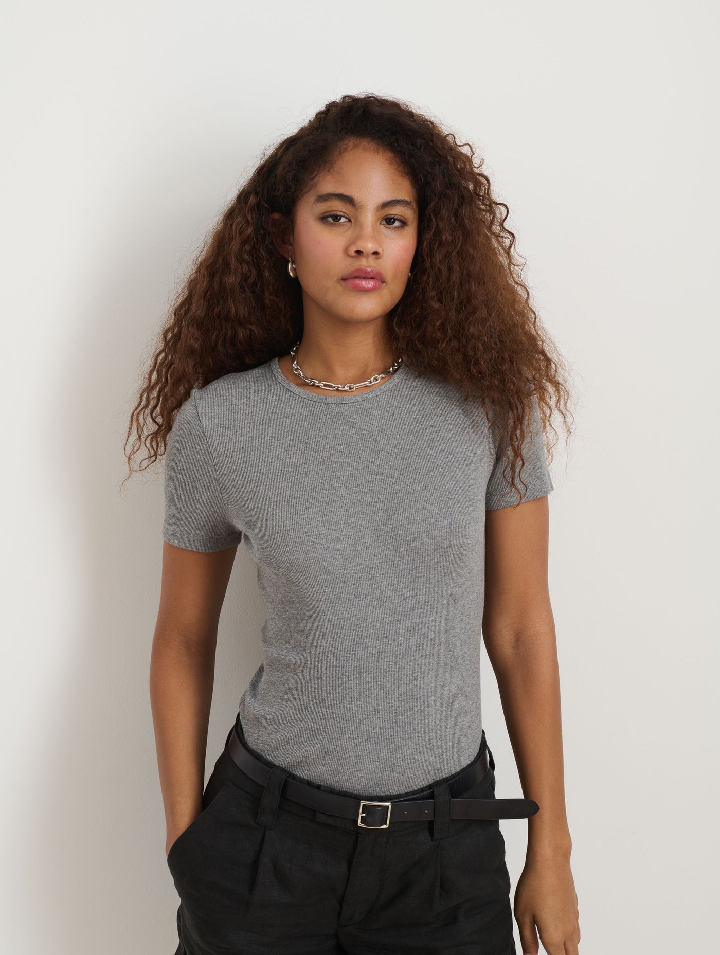Carolyn Tee In Fine Rib