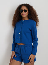 Coco Sport Cardigan In Cotton In Blue
