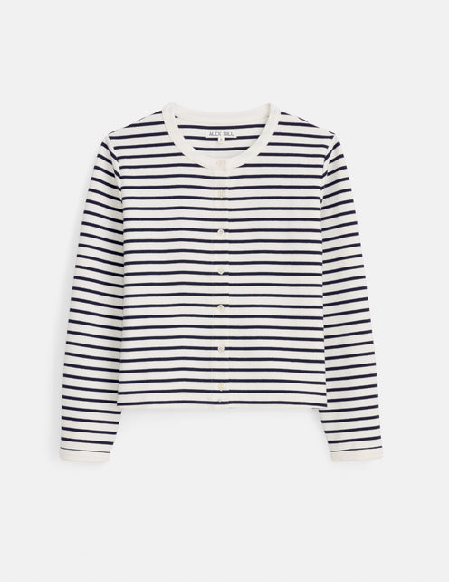 Coco Sport Striped Cardigan In Cotton