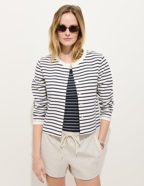 Coco Sport Striped Cardigan In Cotton