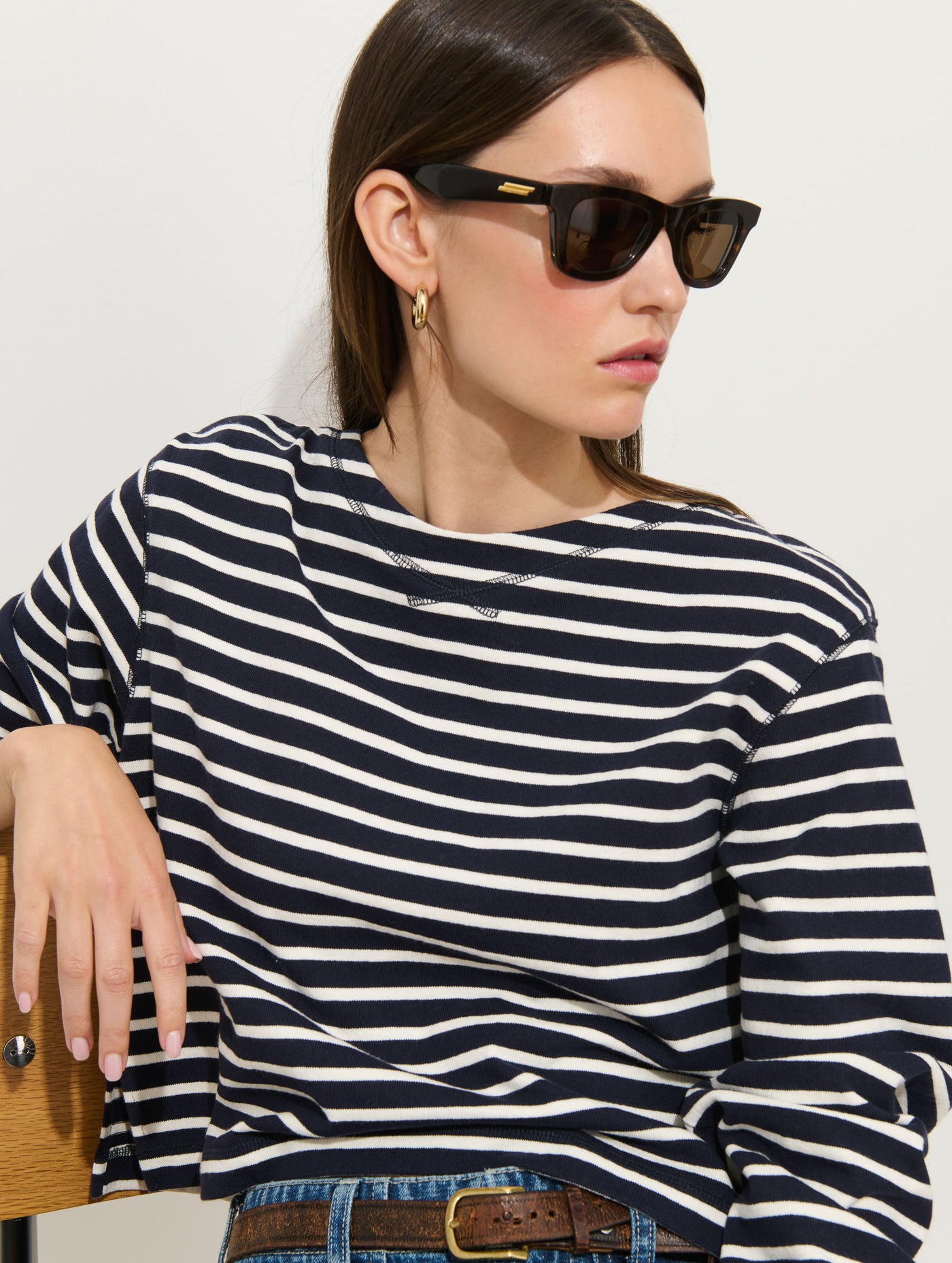 Marseille Boatneck Striped Tee In Cotton