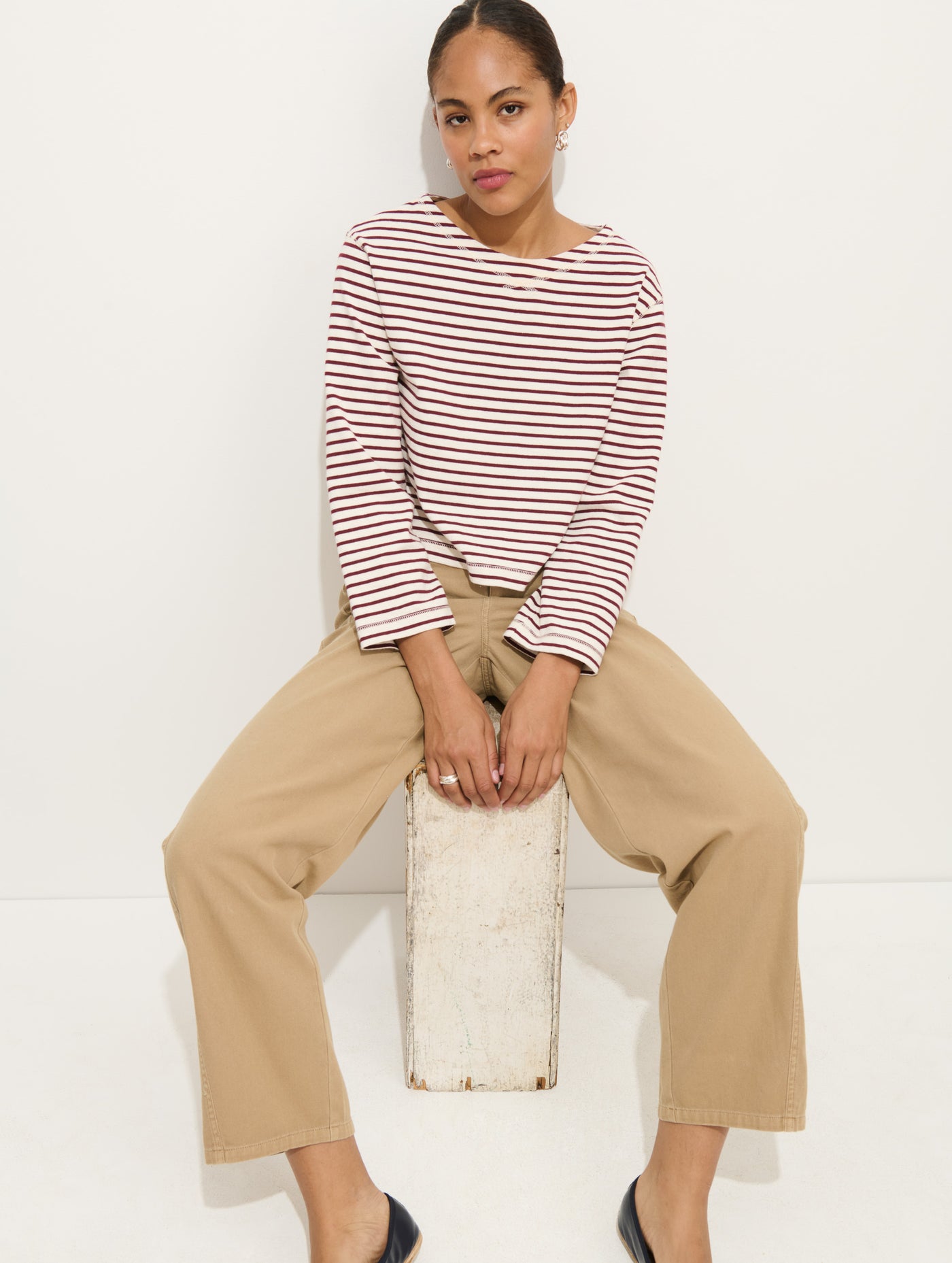 Marseille Boatneck Striped Tee In Cotton