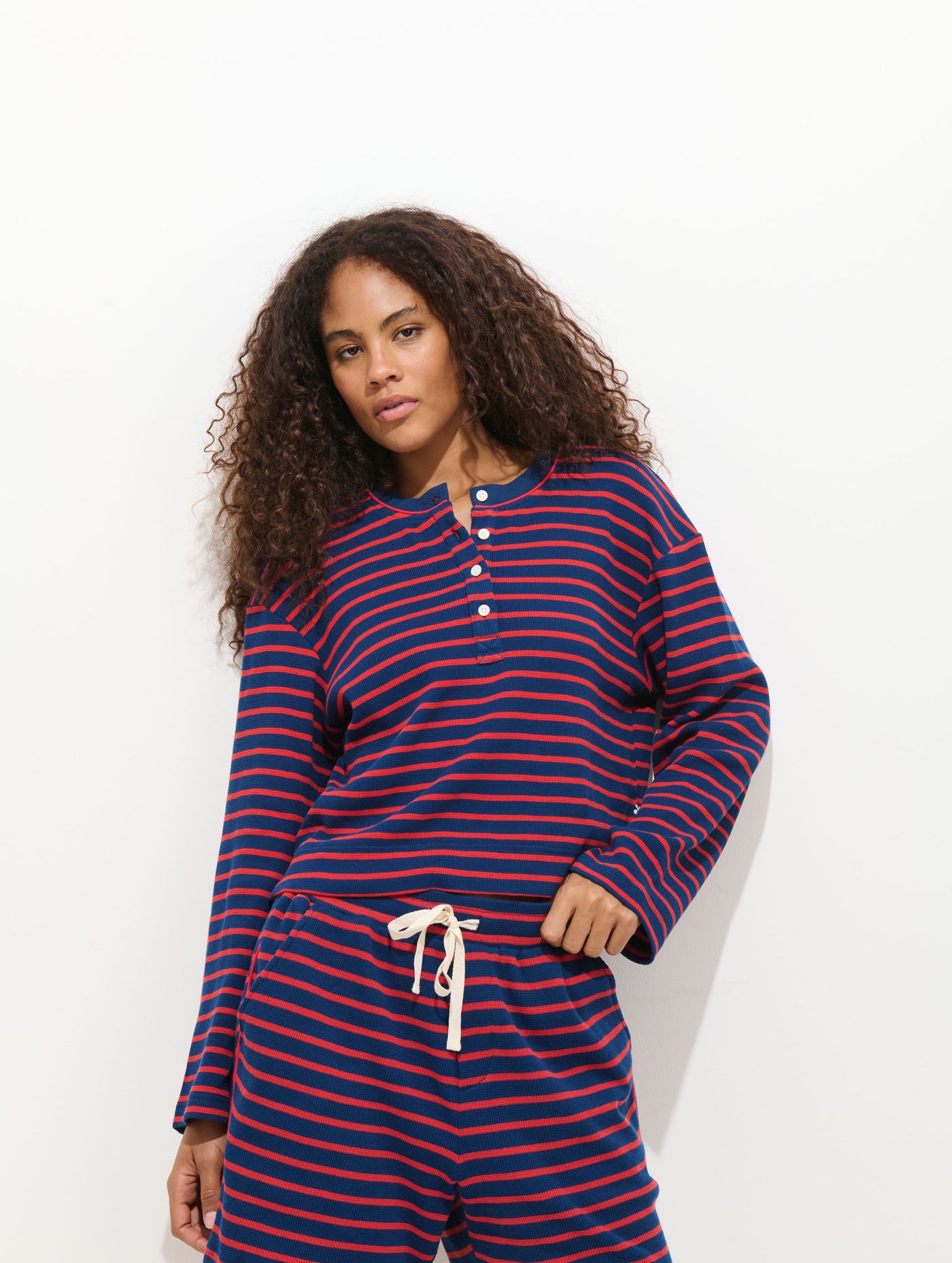 The Striped Waffle Sleeping Henley