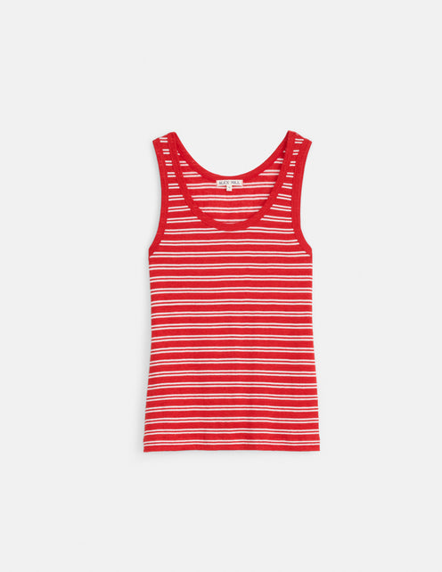 Garcon Striped Tank In Linen Cotton
