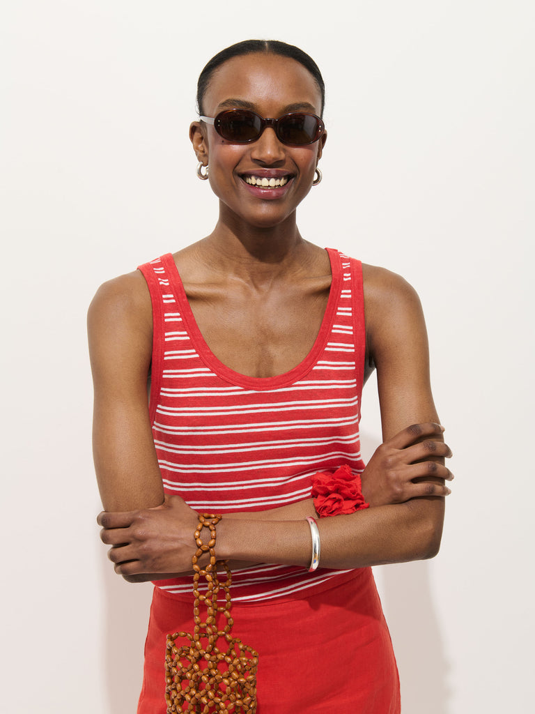 Garcon Striped Tank In Linen Cotton from Alex Mill - $78