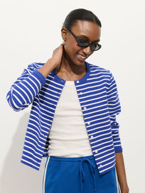 Coco Sport Striped Cardigan In Cotton