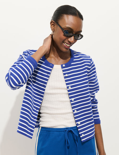 Coco Sport Striped Cardigan In Cotton