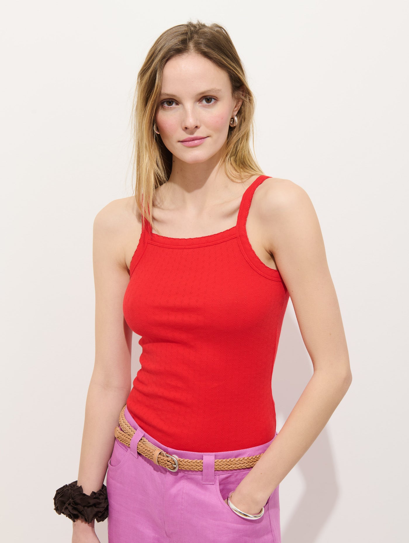 Lara Tank In Cotton Pointelle