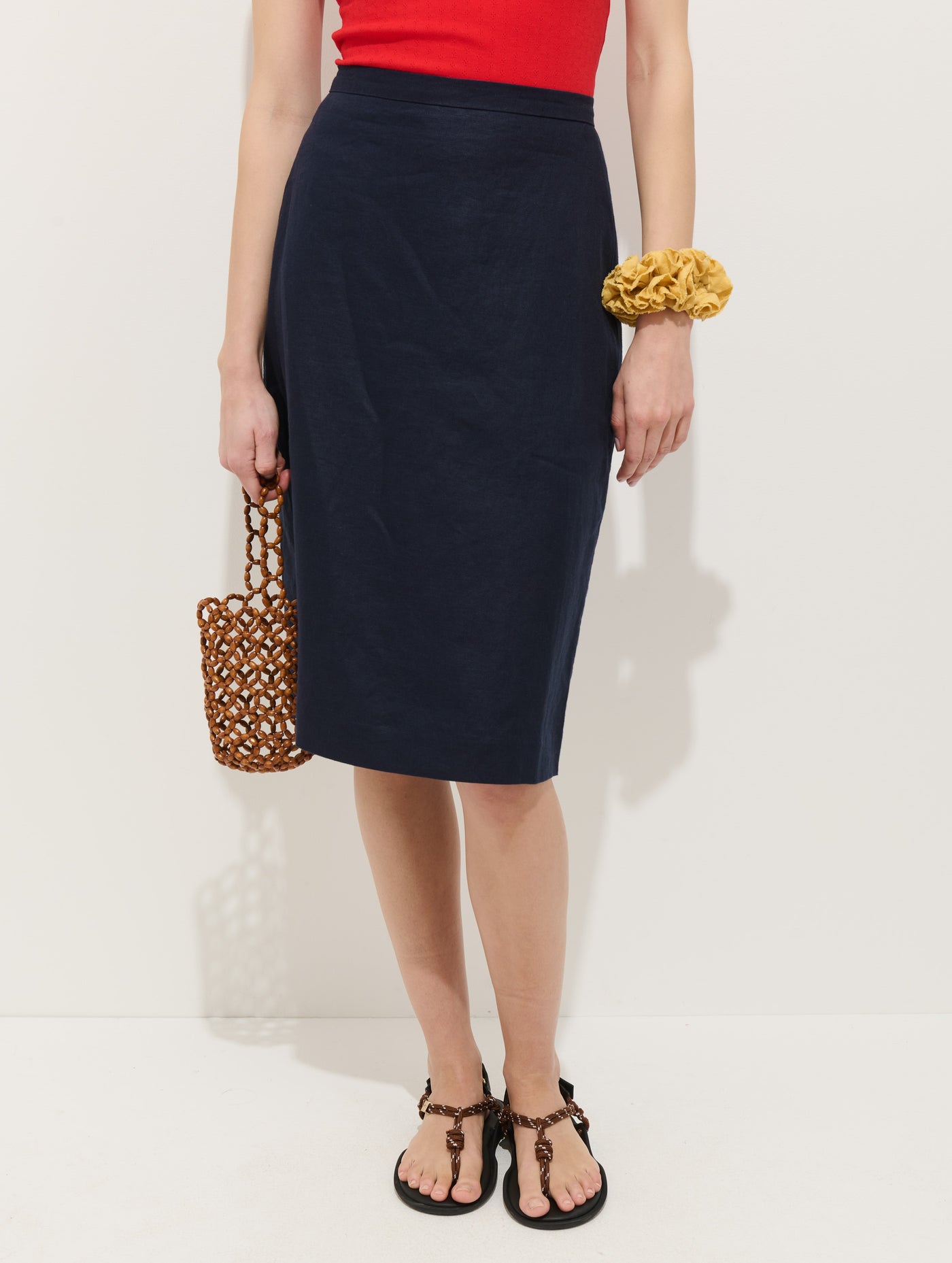 Maya Pencil Skirt In Linen