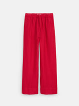 Riley Pant In Linen In Crimson