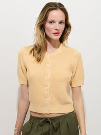 Elle Cardigan In Linen Cotton