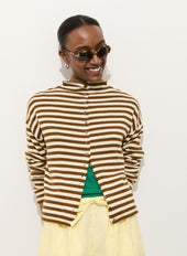 Taylor Striped Cardigan In Cotton Cashmere
