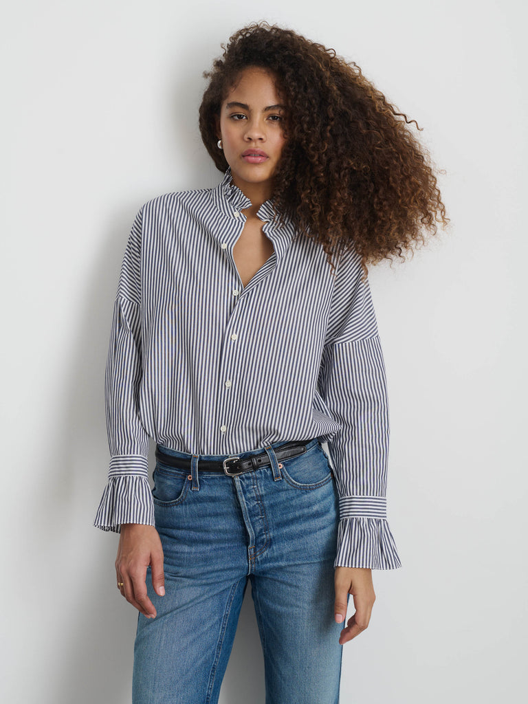 Easy Ruffle Shirt in Skinny Stripe – Alex Mill