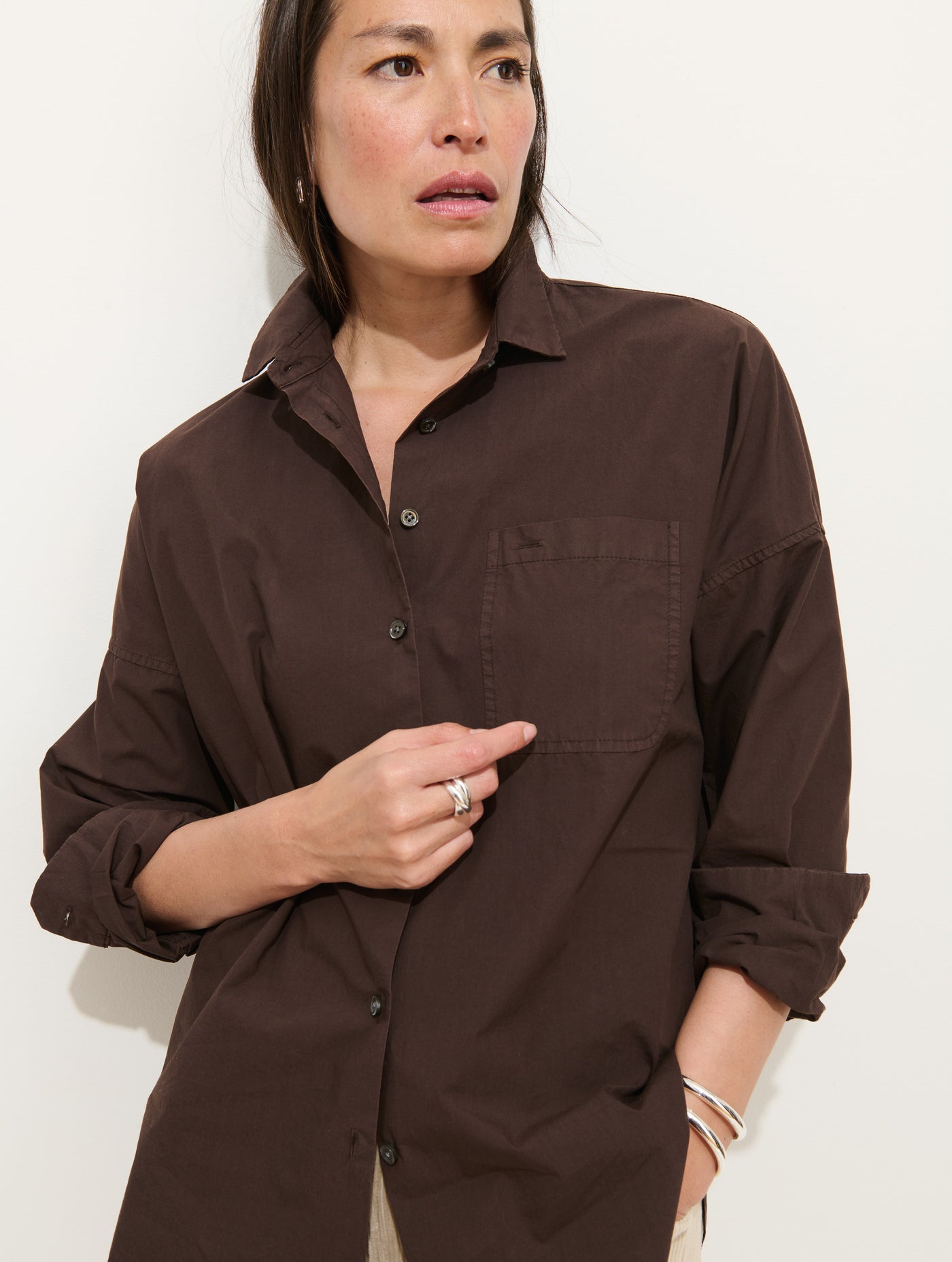Alex Mill Women's Jo Poplin Shirt - Brown - Size L - Dark Chocolate Alex Mill Women's Jo Poplin Shirt - Brown - Size L - Dark Chocolate