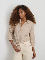 Jo Shirt In Cotton Poplin In Summer Linen