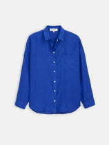 Jo Shirt In Linen In Blue