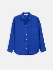 Jo Shirt In Linen In Blue