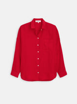 Jo Shirt In Linen In Crimson