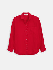 Jo Shirt In Linen In Crimson