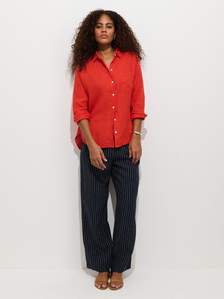 Hudson Pinstripe Pant In Linen from Alex Mill - $195