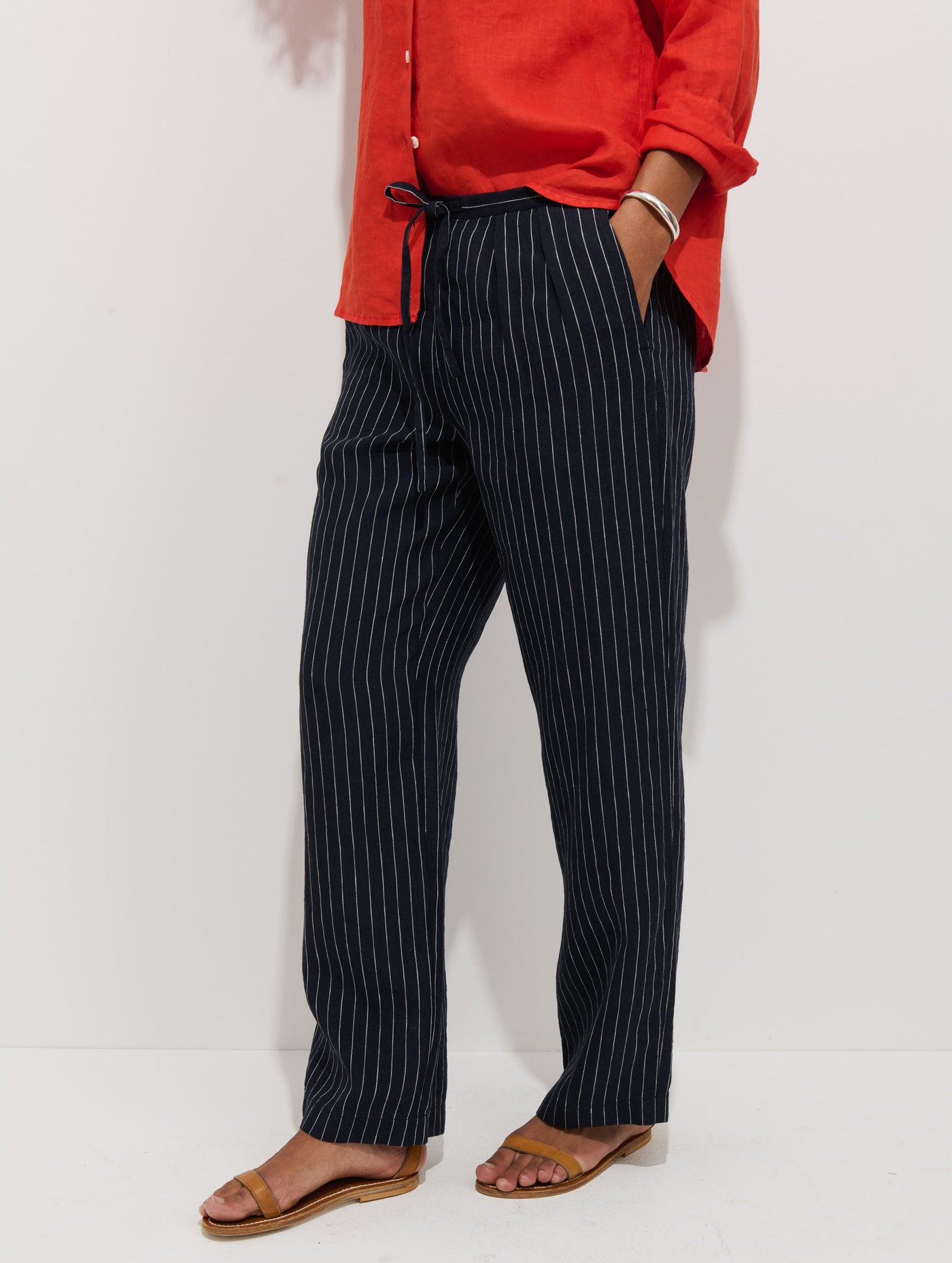 Hudson Pinstripe Pant In Linen