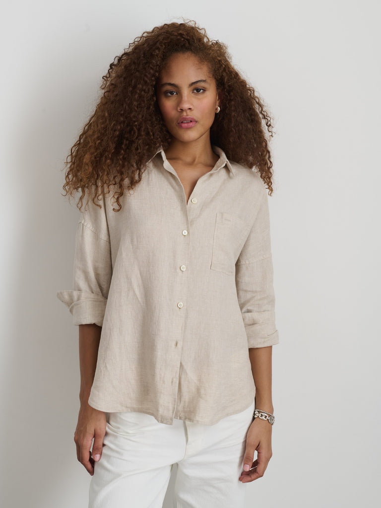 Jo Shirt In Flax Linen from Alex Mill - $175