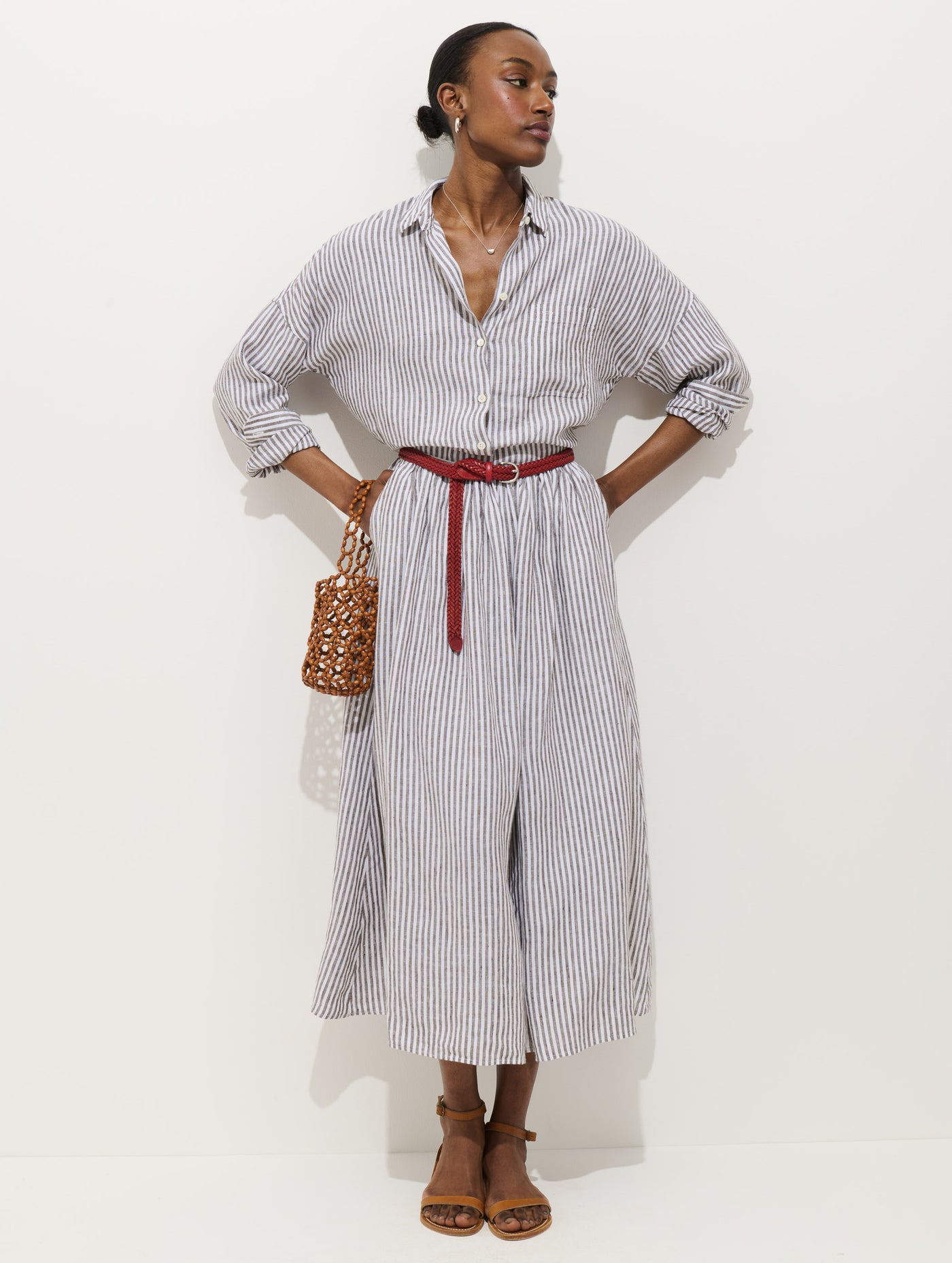 Jo Striped Shirt In Linen