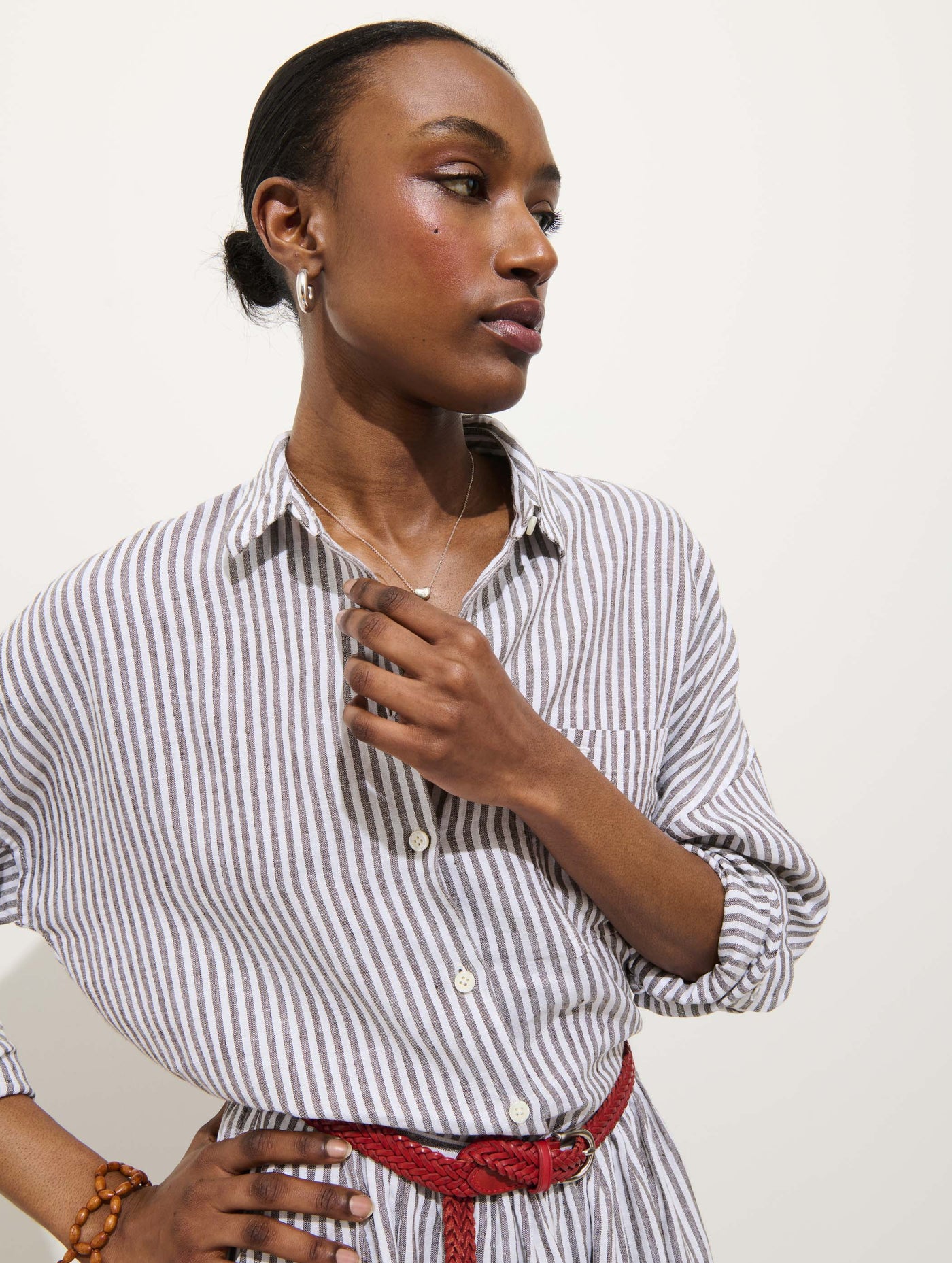 Jo Striped Shirt In Linen