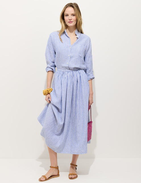 Sarah Striped Skirt In Linen