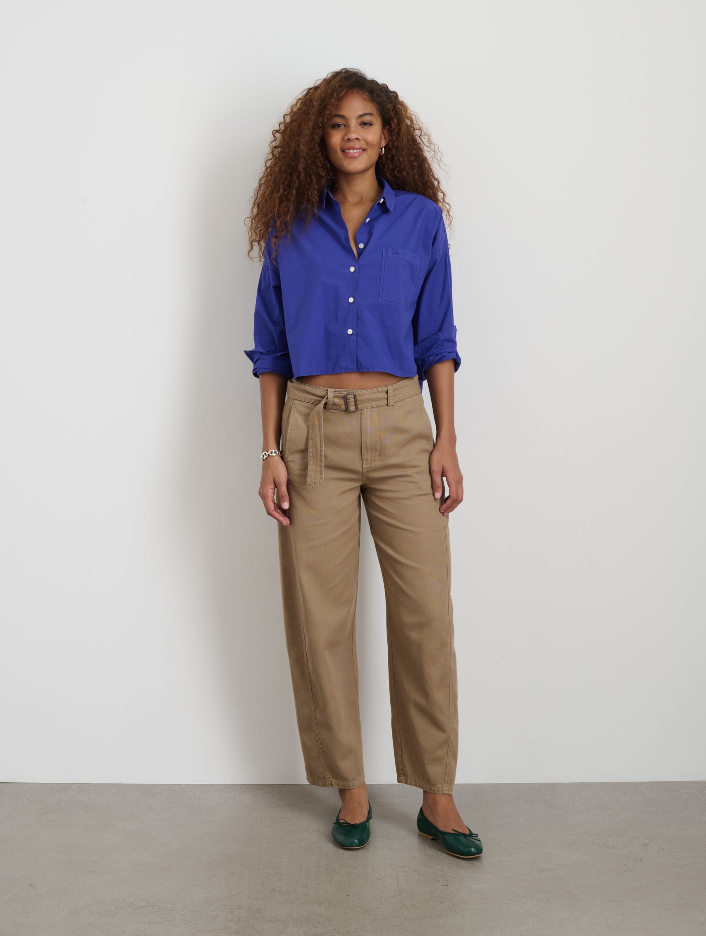 Cropped Jo Shirt in Cotton Poplin