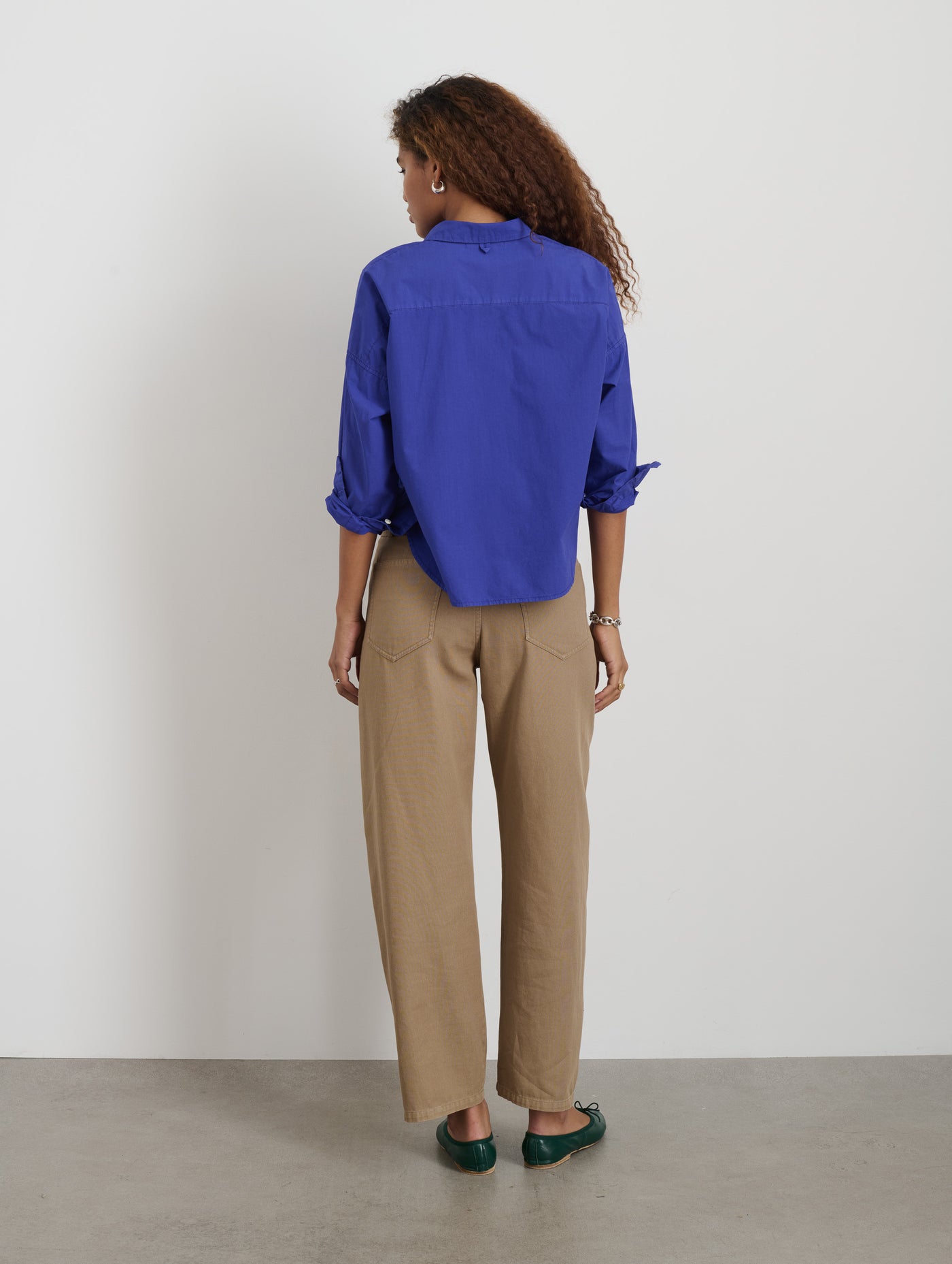 Cropped Jo Shirt in Cotton Poplin