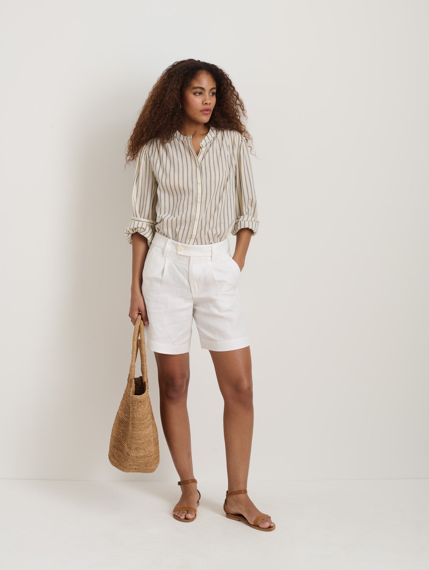 Ali Striped Top In Cotton Voile