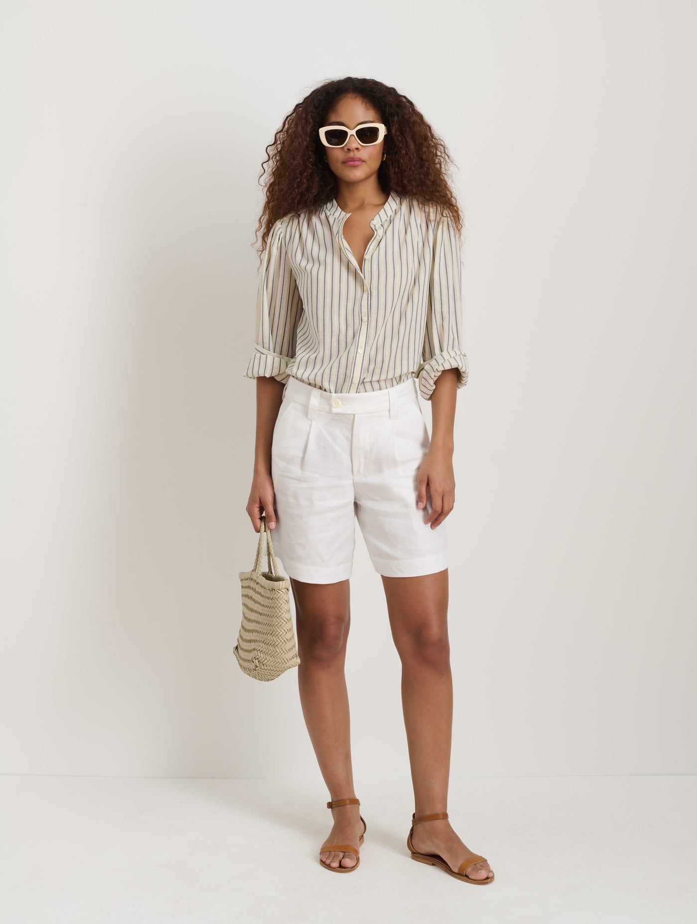 Ali Striped Top In Cotton Voile