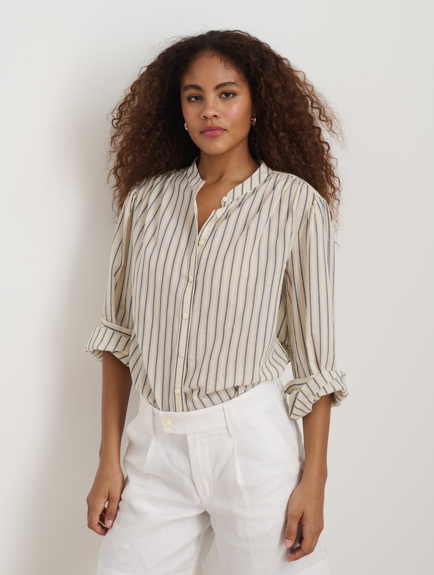 Ali Striped Top In Cotton Voile