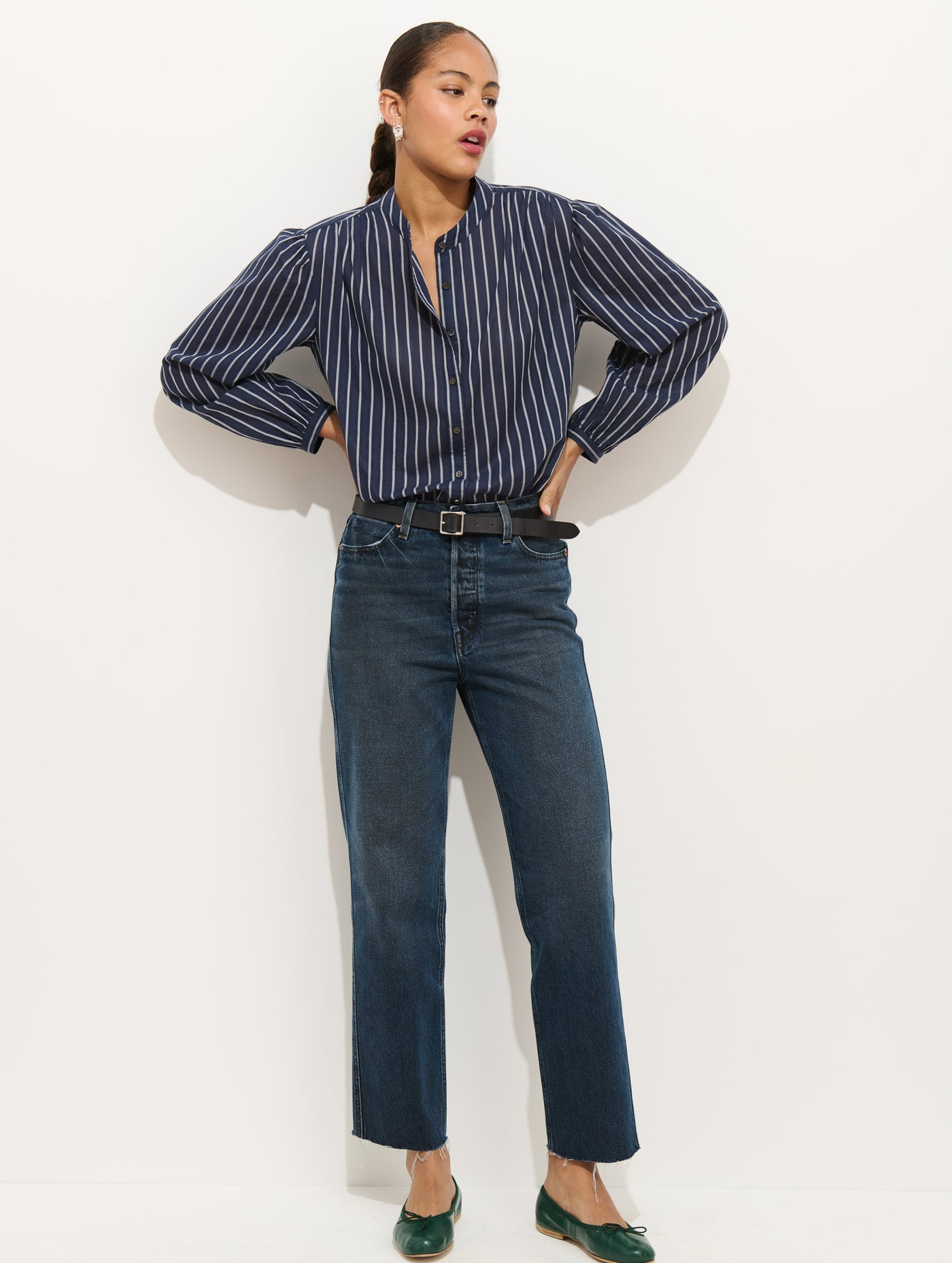 Ali Striped Top In Cotton Voile