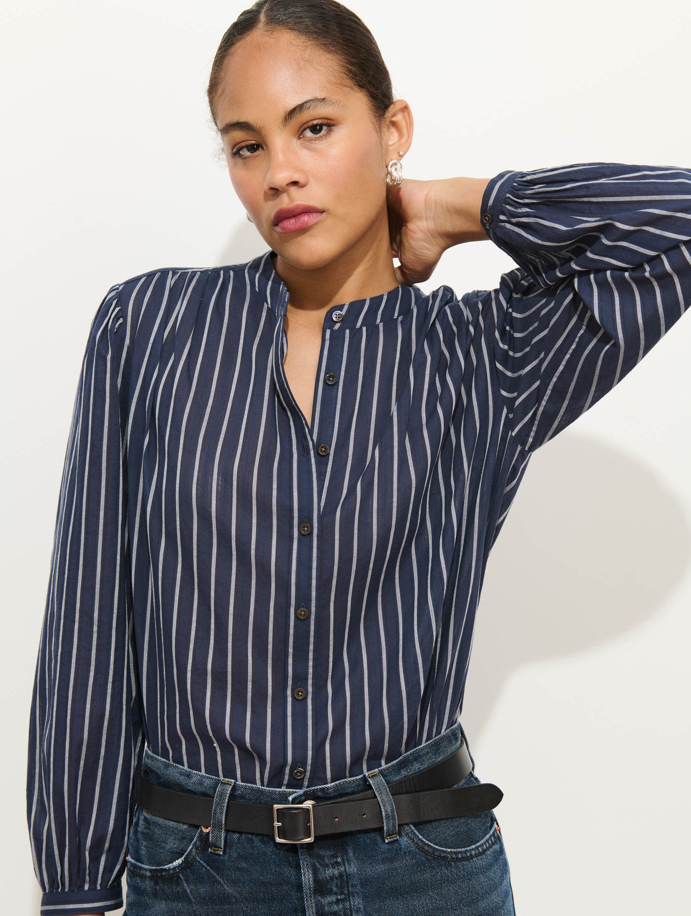 Ali Striped Top In Cotton Voile