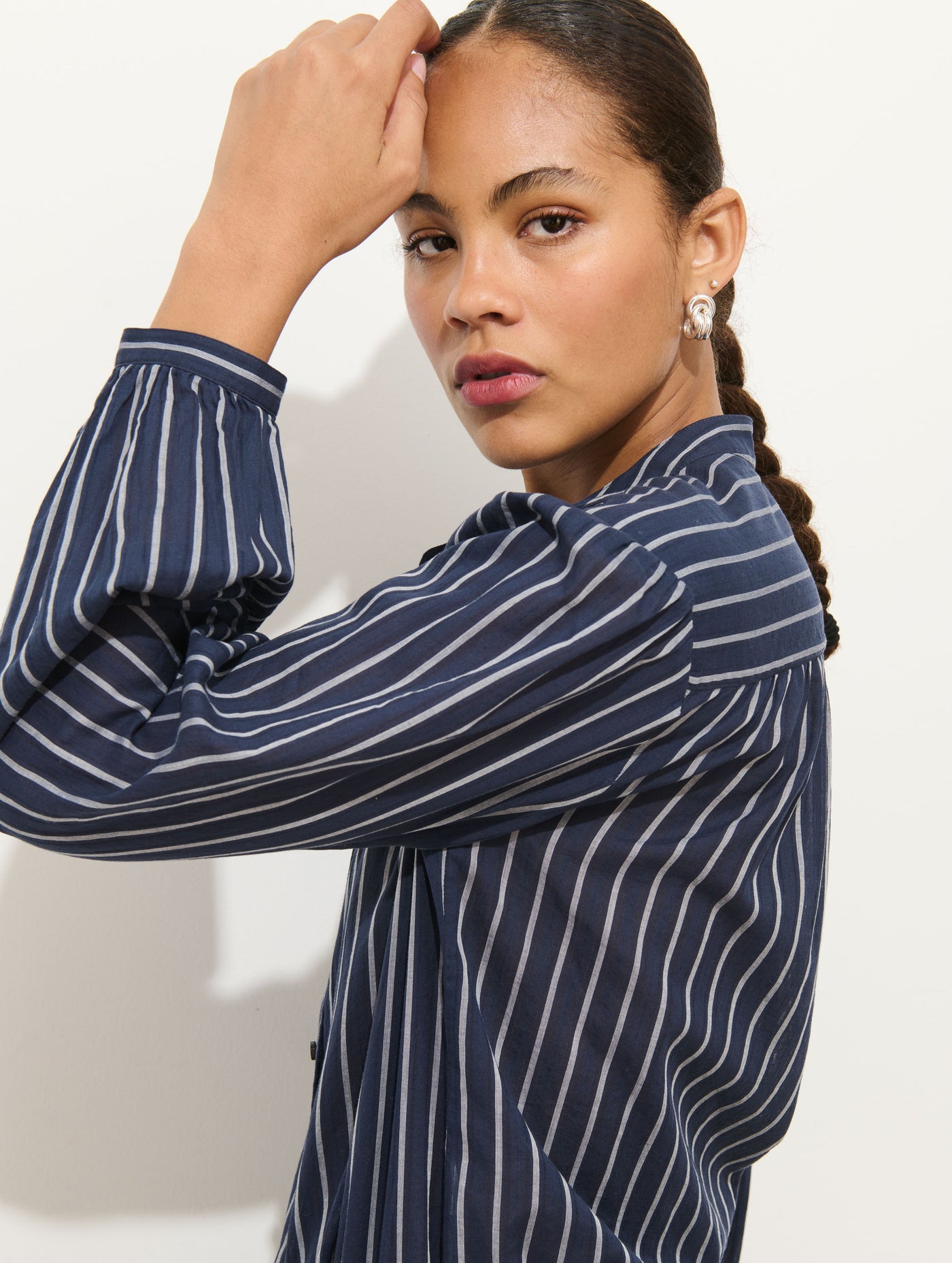Ali Striped Top In Cotton Voile