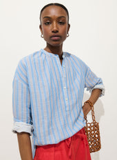 Nina Striped Popover In Double Gauze
