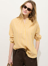 Nina Striped Popover In Double Gauze