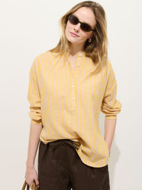 Nina Striped Popover In Double Gauze