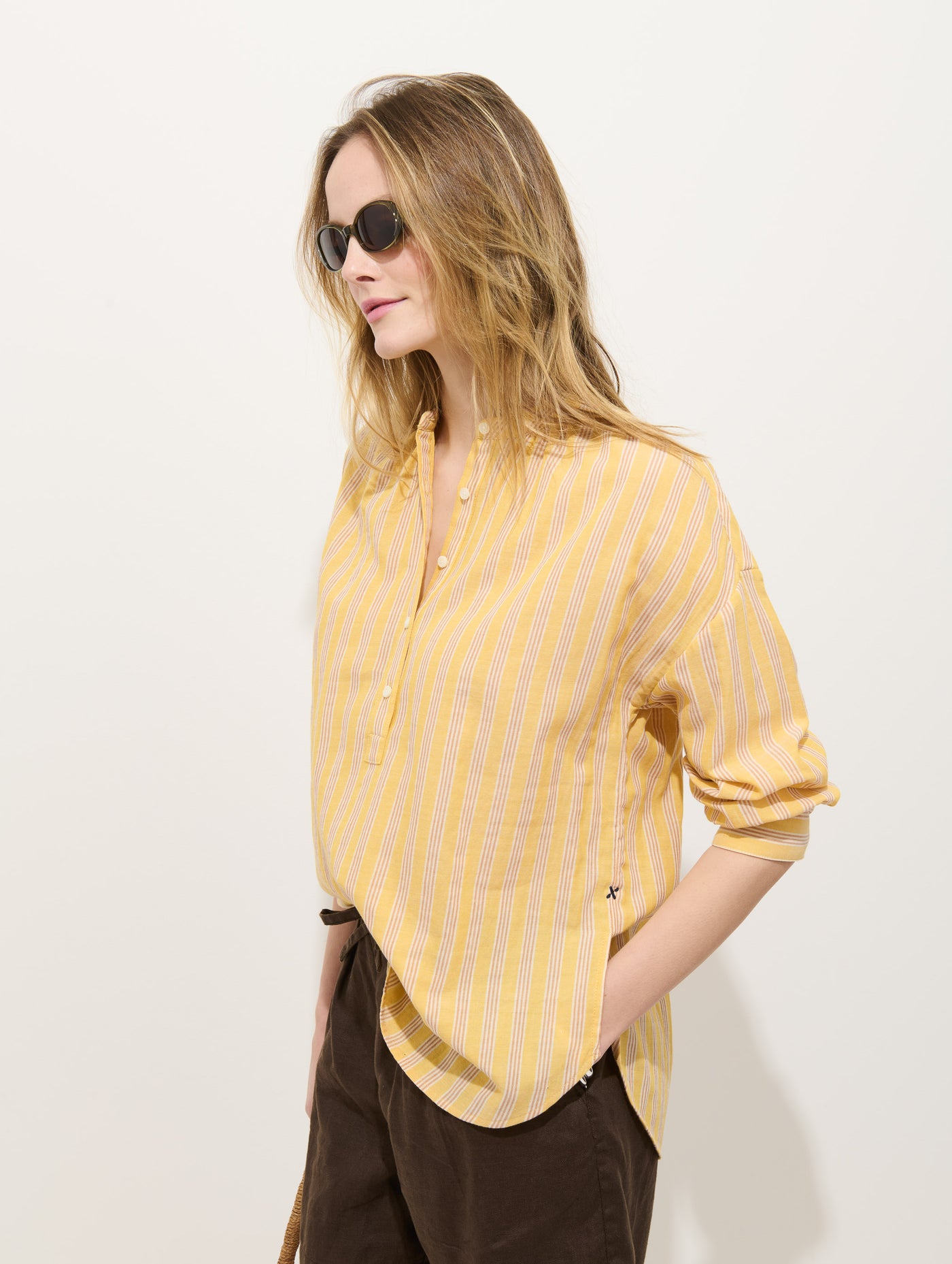 Nina Striped Popover In Double Gauze