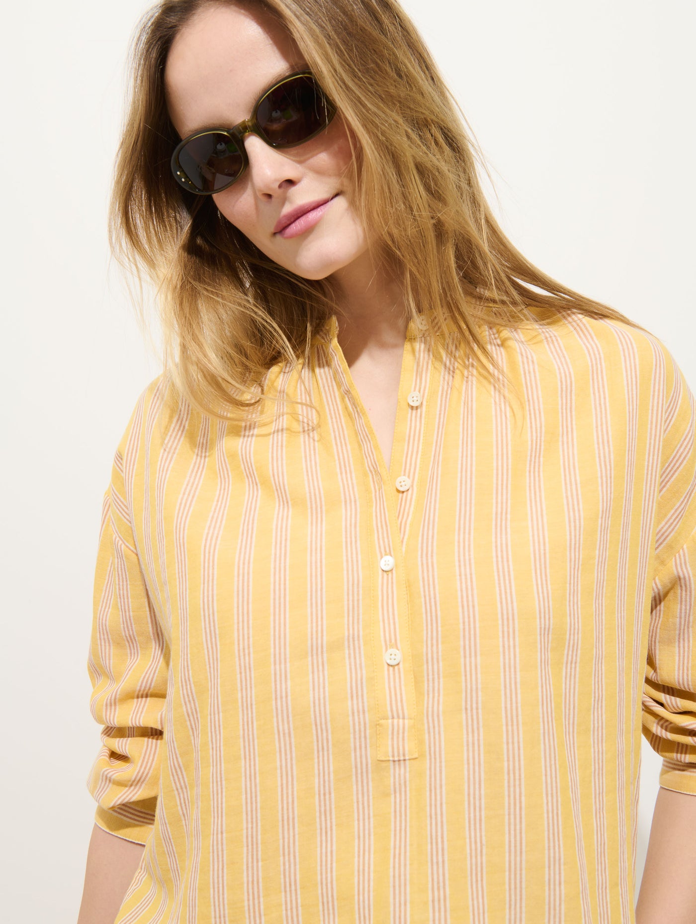 Nina Striped Popover In Double Gauze