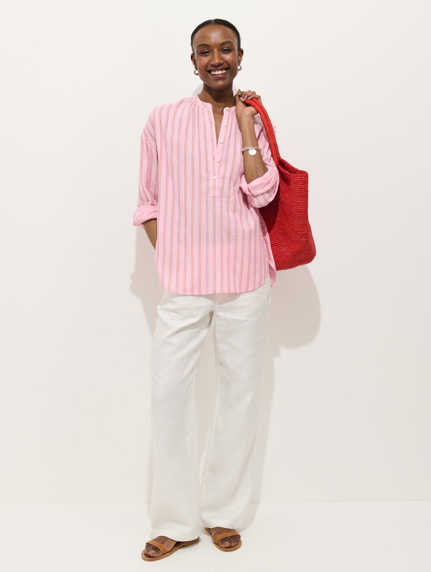 Nina Striped Popover In Double Gauze
