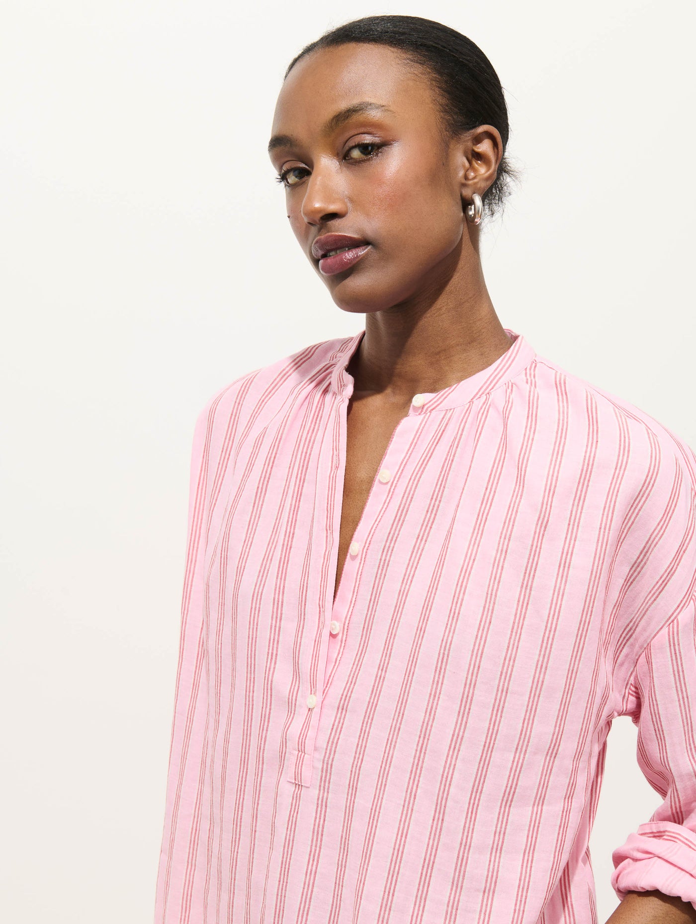 Nina Striped Popover In Double Gauze