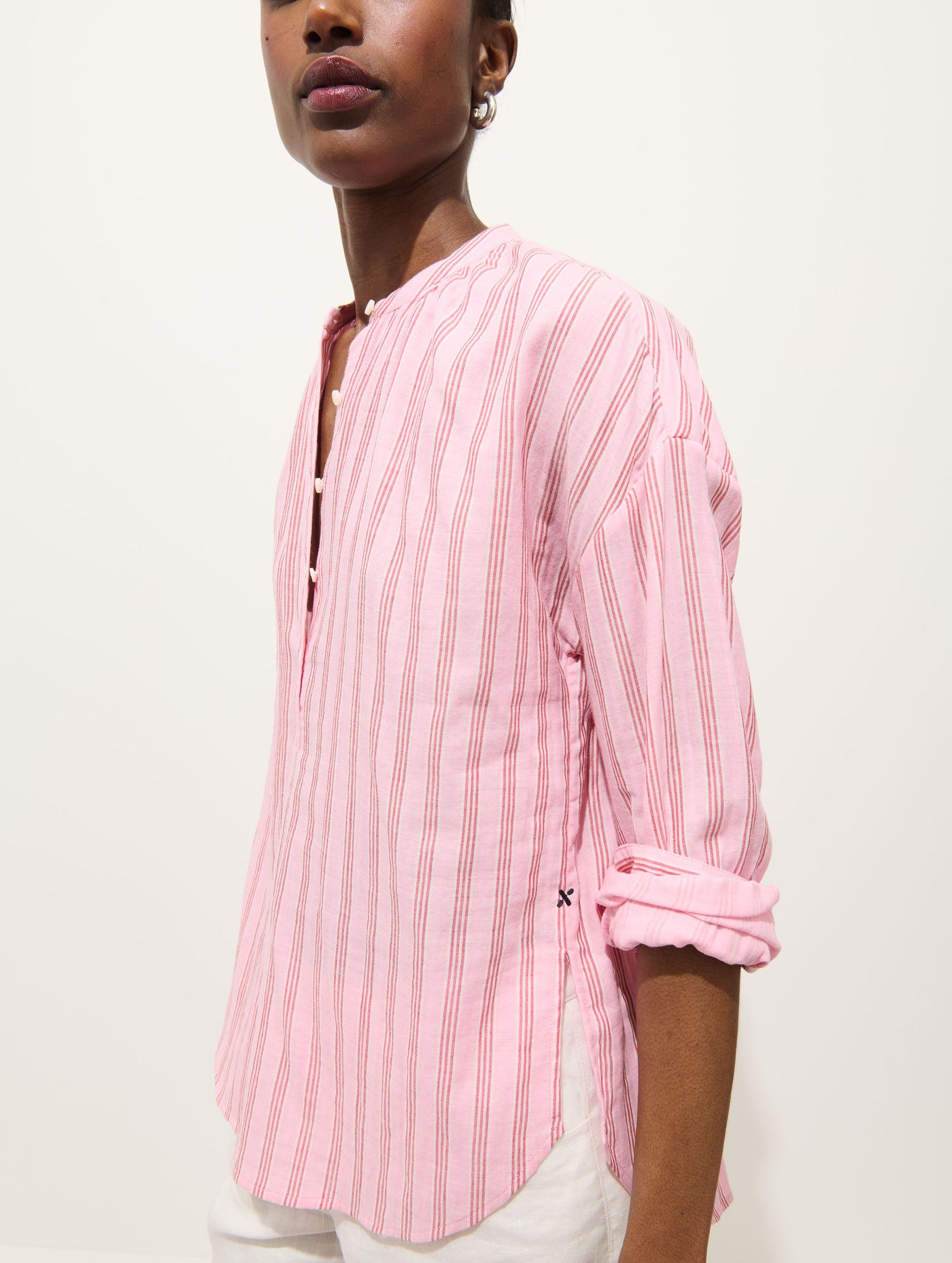 Nina Striped Popover In Double Gauze