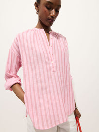 Nina Striped Popover In Double Gauze