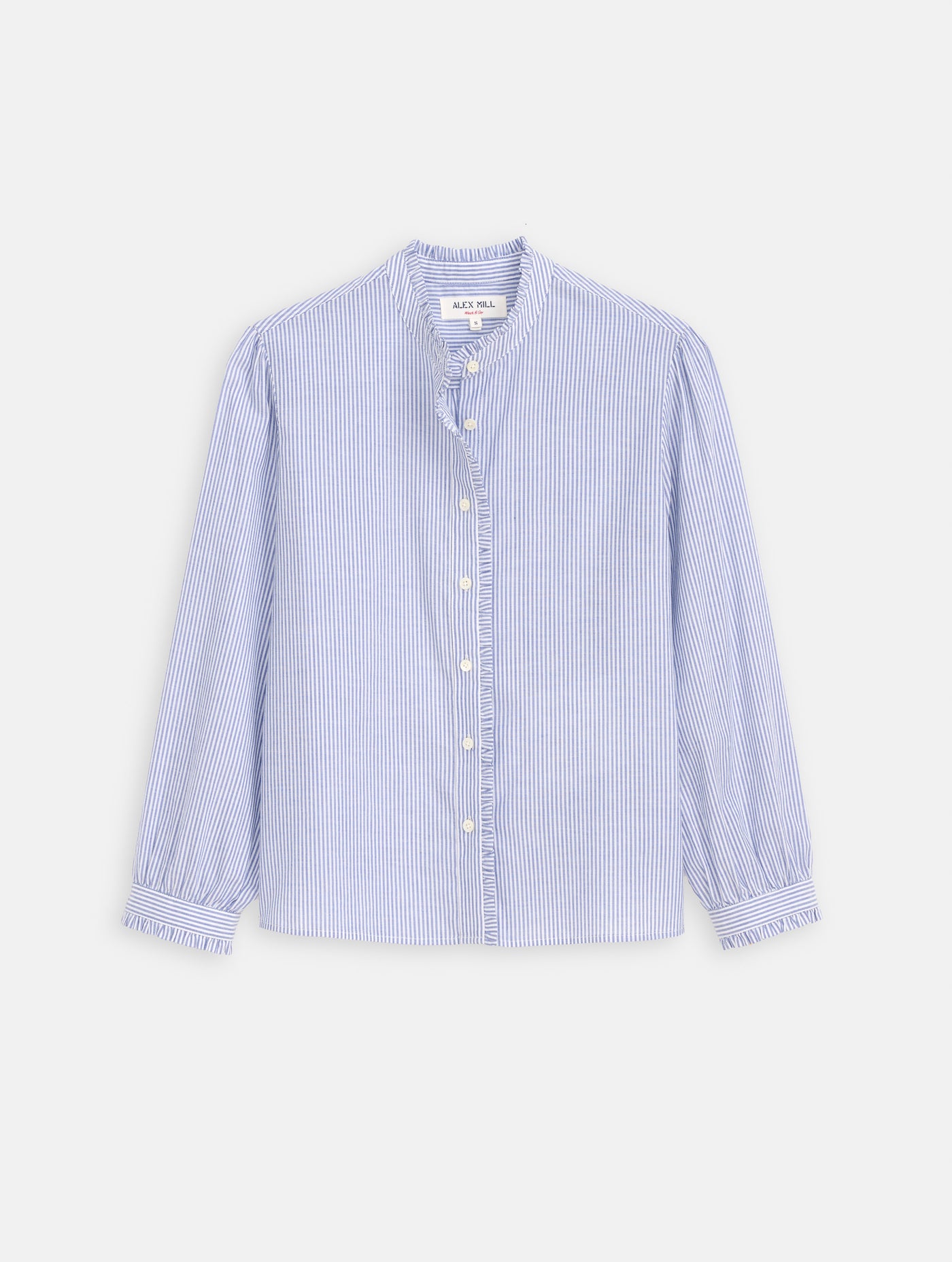 Chantilly Striped Ruffle Shirt In Cotton Voile