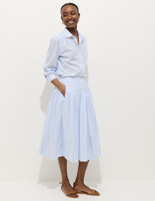 Hannah Striped Skirt In Cotton Voile